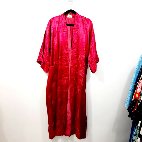 Golden Dragon Hand Embroidered Pure Silk Robe Deadstock NWT Vintage Kimono XL - Picture 2 of 12